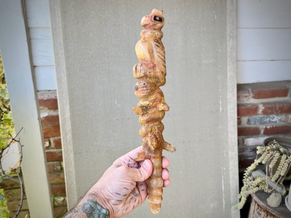 Condor & Snake Staff, Hand Carved from Native Quartz in Peru’s Sacred Valley, Shamanic Power Piece by Artist José Aguilar