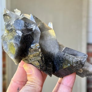 Black Tourmaline Quartz, Self-Standing, 582g, New Find, Cluster Formation, Grounding & Protection, Diamantina, Minas Gerais, Brazil W971
