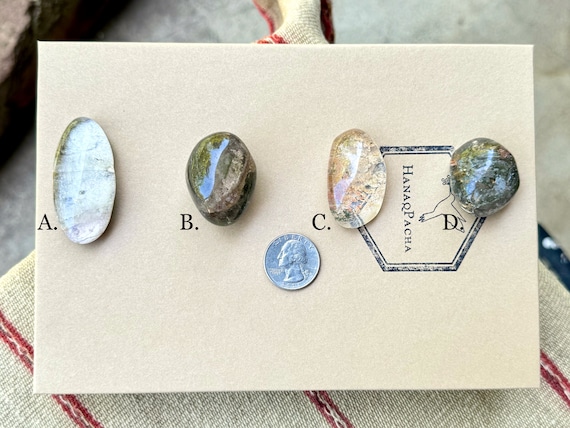 Lodolite Quartz with Colorful Inclusions, Choose ONE of 4 Polished Garden Quartz Palm Stones, Minas Gerais, Brazil R389