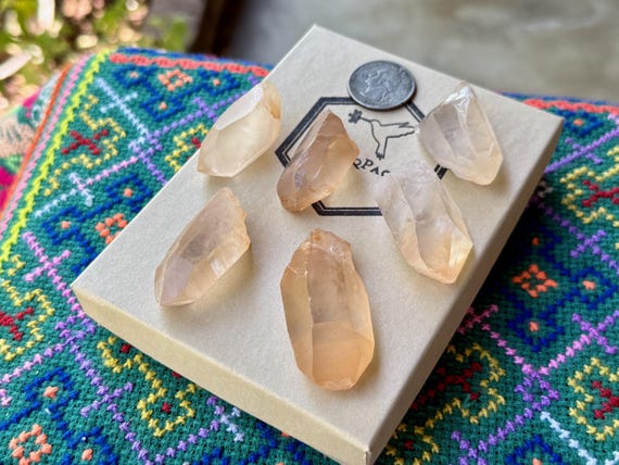 Tangerine Lemurian Quartz Lot, 6 pcs, Serra do Cabral, Minas Gerais, Brazil A599