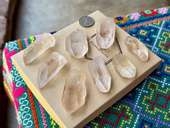 Golden Healer Quartz Lot, 8 pcs, Crown & Solar Plexus Chakra, Minas Gerais, Brazil WS265