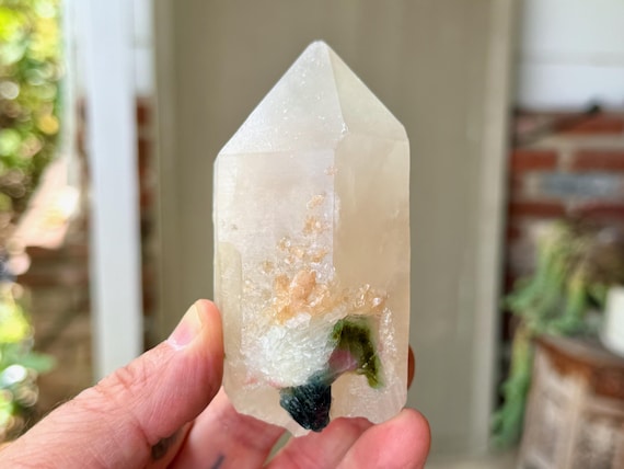 Unicorn Stone Quartz with Multicolor Tourmaline, 260g, Blue, Green & Pink Tourmaline, Coronel Murta, Minas Gerais, Brazil V455