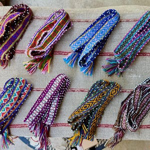 Watana Ties, Traditional Despacho Tie for Mesa, Large Size, Andean Beaded Bracelet/Hatband, Handmade in Chawaytiri, Peru