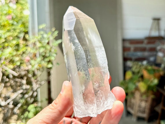 Lemurian Quartz with Green Chlorite Inclusion and Extra Facet, 500g, Highest Quality, AAA Water Clear Lemurian Quartz, Bahia, Brazil W273