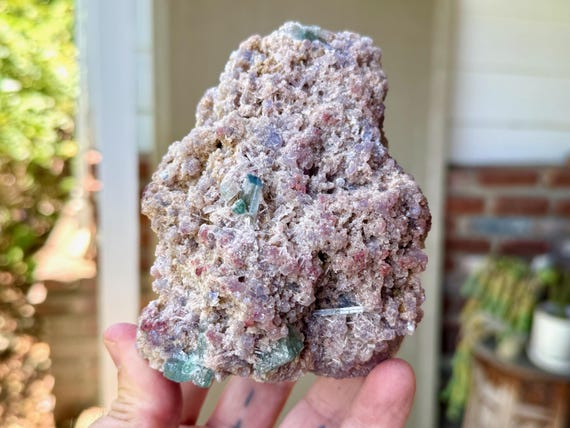 Purple Lepidolite with Blue & Pink Tourmaline, Self-Standing, 924g, Unicorn Stone, São José da Safira, Minas Gerais, Brazil W892