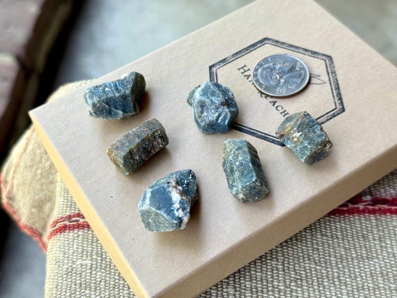 Blue Sapphire Lot, 6 Pieces, Raw Sapphires, Natural Hexagonal Formations, Throat & Third Eye Chakra, Prosperity, Madagascar T293