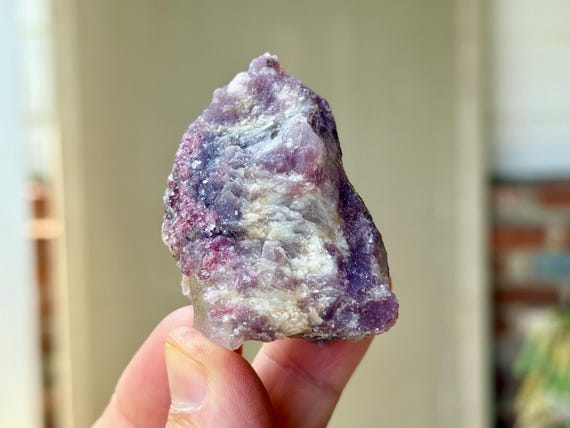 Purple Lepidolite with Pink Tourmaline & Quartz, 82g, Unicorn Stone, Heart Healing and Relaxation, Coronel Murta, Minas Gerais, Brazil T071