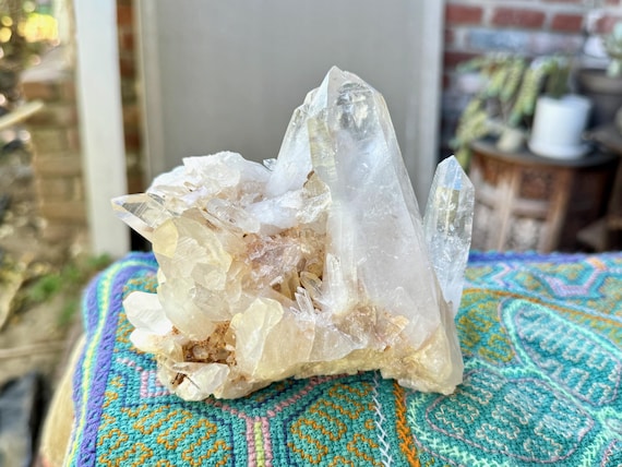 Golden Healer Himalayan Lemurian Cluster, 593g, New Find, High Altitude Golden Samadhi Quartz, Crown Chakra, Himal Pradesh, India X290