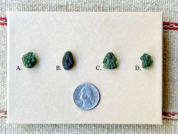 Moldavite Crystal, Choose ONE of Four, Authentic High-Grade Moldavite, Interplanetary Extraterrestrial Crystal, Chlum, Czech Republic R456