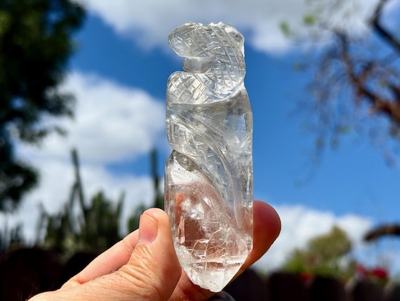 Quartz Serpent Crystal, Hand Carved Shamanic Snake Totem, 122g, Sacred Valley, Peru MD1