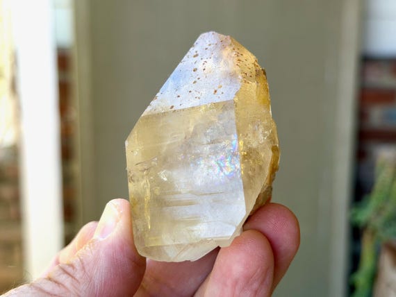 Natural Citrine with Rainbows, Feldspar & Mica Inclusions, 146g, Aracuai, Minas Gerais, Brazil V563