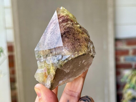 Purple Lodolite Quartz with Yellow Sulfite, Self-Standing, 291g, New Find, Highest Quality, Corinto, Minas Gerais, Brazil W763