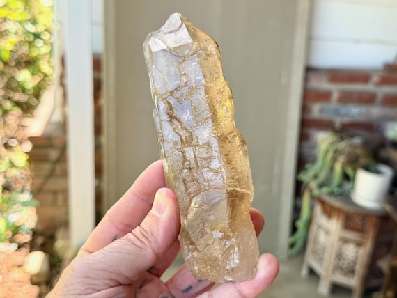 Elestial Citrine, Cruzeiro Mine, Custom Stand Included, 466g, Old Find, Manifestation & Creativity, Minas Gerais, Brazil V435