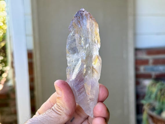 Powellite Phantom Root Quartz with Amethyst, UV Reactive, 71g, Natural, Raw and Unpolished, Bahia, Brazil T860