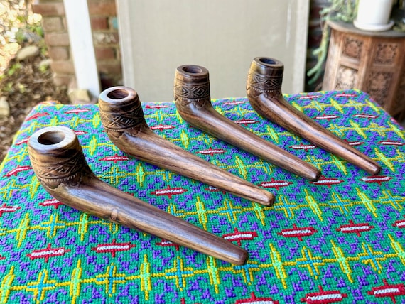 Shaman Tobacco Pipe, Traditional Wooden Pipe for Shamanic Ceremony, Hand Carved from Tropical Hardwood