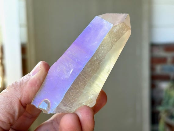 Opal Aura Lemurian Quartz, 146g, Old Stock, Angel Aura Quartz with Platinum, Cosmic Consciousness T921
