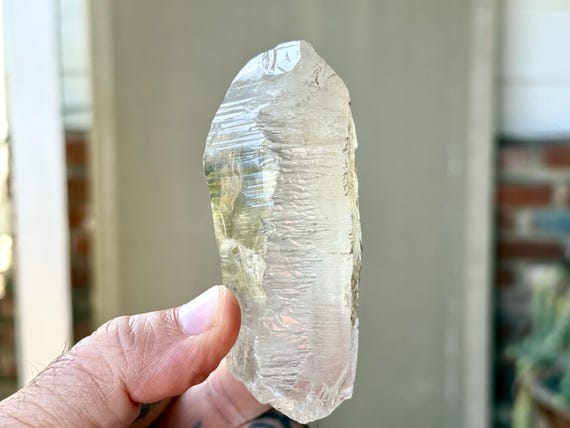 Russian Lemurian Quartz, Sacred Scribe with Record Keepers & Rainbow, 160g, Old Find, Ancient Wisdom, Yuzhnyi Quarry, Oblast, Russia A456