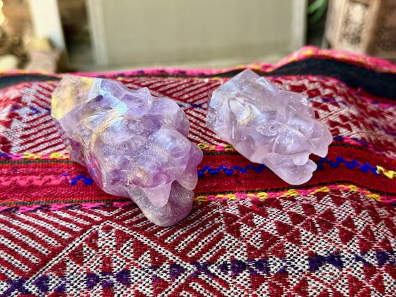Amethyst Jaguar Crystal, Shamanic Puma Totem, Choose One of Two, Hand Carved in Peru