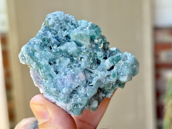 Unicorn Stone, Blue Tourmaline & Purple Lepidolite, 110g, Agua Branca, Minas Gerais, Brazil T553