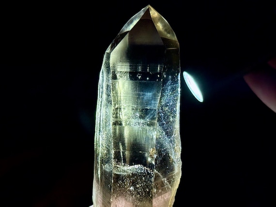 Blue Needle Smoky Lemurian Quartz, AAA Water Clear & Semi-Polished, 136g, New Find, Bahia, Brazil A563