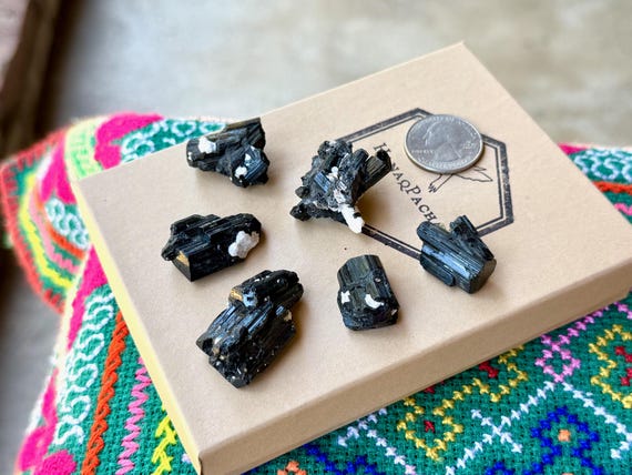 Black Tourmaline Lot, 6 pcs, Grounding & Protection, Aracuai, Minas Gerais, Brazil B259