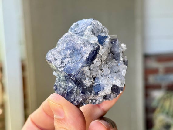 Bicolor Purple and Blue Fluorite with Pyrite Inclusion, UV Reactive & Color Change Properties, New Find, Nigeria S532