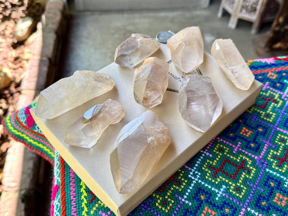 Tangerine Lemurian Quartz Lot, Semi Polished, 8 pcs (872g), Old Stock, Serra do Cabral, Minas Gerais, Brazil WS219