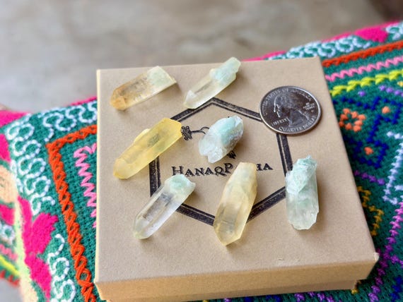 Celadonite Phantom Quartz Lot, 7pcs, Old Find, Breathwork, Dreamwork & Empowerment, Madagascar B329