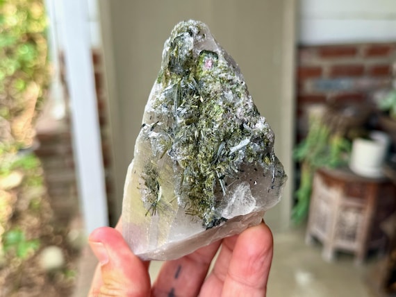 Green Tourmaline Quartz, Self-Standing, 439g, Heart Healer, Increase Prana Energy, Minas Gerais, Brazil X230