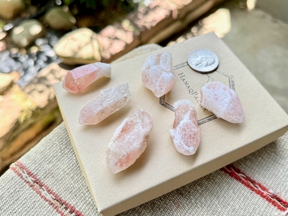 Pink Dreamsicle Lemurian Lot, 6 Pieces, Dreamcoat Lemurians with White Frosted Inclusions, New Find, Minas Gerais, Brazil P959