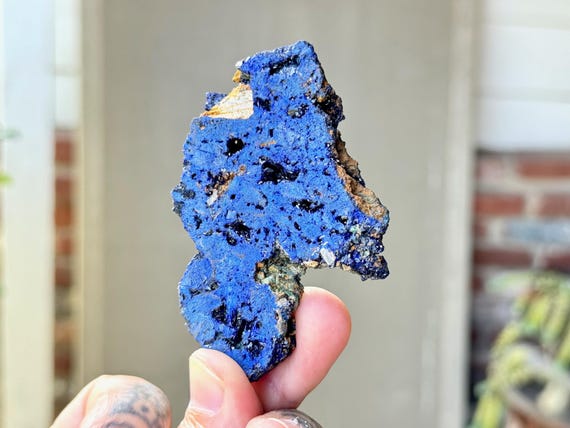 Azurite Crystal, 77g, Natural Vibrant Blue Azurite Cross Section, Third Eye Chakra, Integrated Healing, Morocco R812