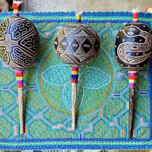 Shaman Rattle from Peru, Traditional Shipibo Rattle for Shamanic Ceremony, Handmade in Pucallpa