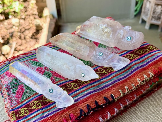 Incan Crystal Animal Totems, Choice of Jaguar/Puma, Condor & Hummingbird, Hand Carved from Native Peruvian Quartz