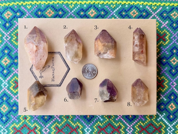 Dreamcoat Lemurian, Golden Healer Lemurian with Amethyst, Choose ONE of Eight, Crown & Third Eye Chakra, Goias, Brazil B324
