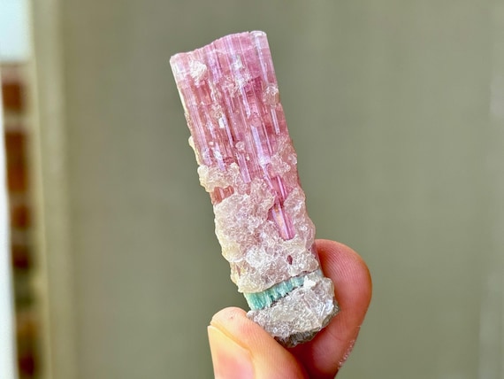 Bicolor Pink Tourmaline from Laghman Mine, 32.8g, Terminated Cotton Candy Tourmaline with Blue Inclusion, Afghanistan S921