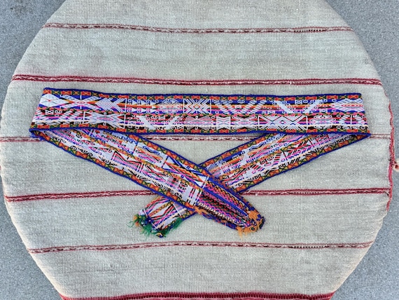 Chumpi Belt from Quispicachi, Vintage Q'ero Protection Belt for Shamanic Ceremony, Hand Woven in Andean Region, Cusco, Peru