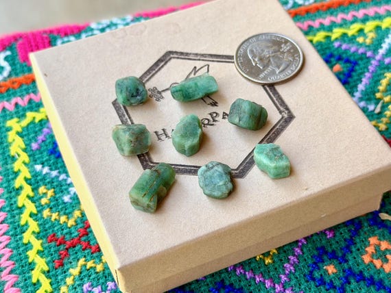 Emerald Lot, 8 pcs, Natural Raw & Unpolished, Abundance and Heart Healing, Amazonas, Brazil B442