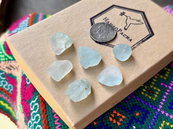 Alluvial Blue Topaz Lot, 6 pcs, Natural River Tumbled, Minas Gerais, Brazil A291