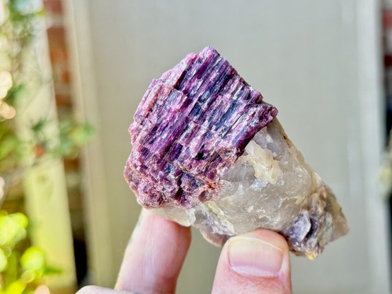 Pink Tourmaline Quartz with Aquamarine, 280g, New Find, Unicorn Stone Crystal, Heart Chakra, Minas Gerais, Brazil W112