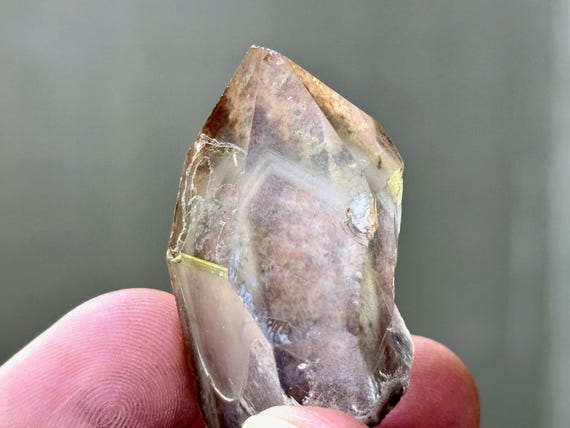 White Phantom Lodolite Quartz with Layered Pyramidal Phantom, 34g, New Find, Corinto, Brazil S817