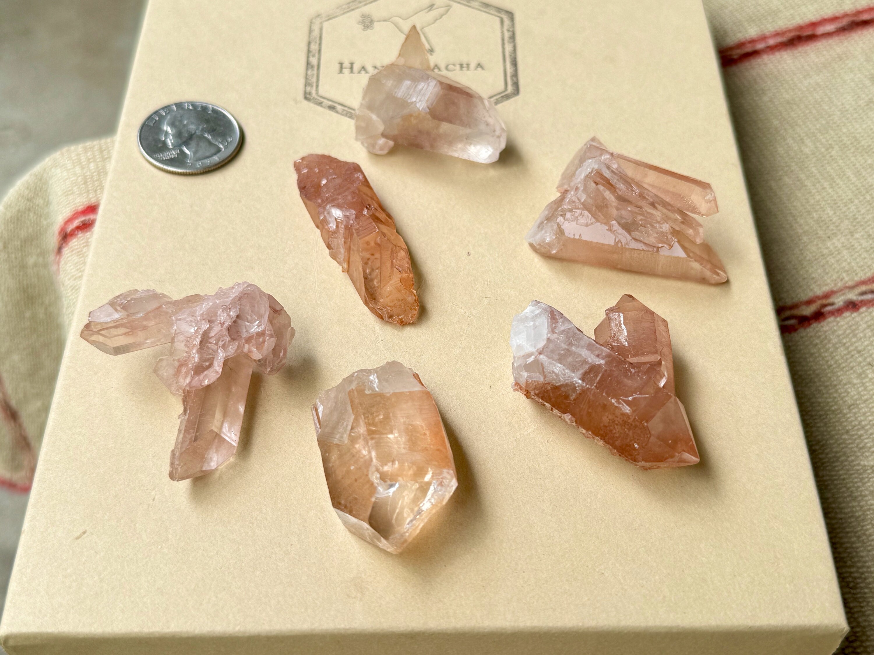 Tangerine Quartz Lot, 6 Pieces, Natural Tangerine Quartz with Beautiful Pinkish Orange Hues