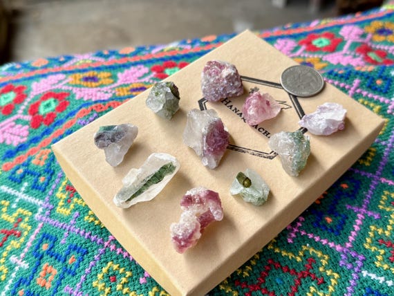 Unicorn Stone Quartz Lot, Pink & Green Tourmaline, 10 Pcs, Coronel Murta, Minas Gerais, Brazil A303
