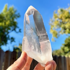 Pink Lemurian Quartz, Dow Formation with Self-Healed Inclusion, 554g, Water Clear Crystal, Bahia, Brazil W725