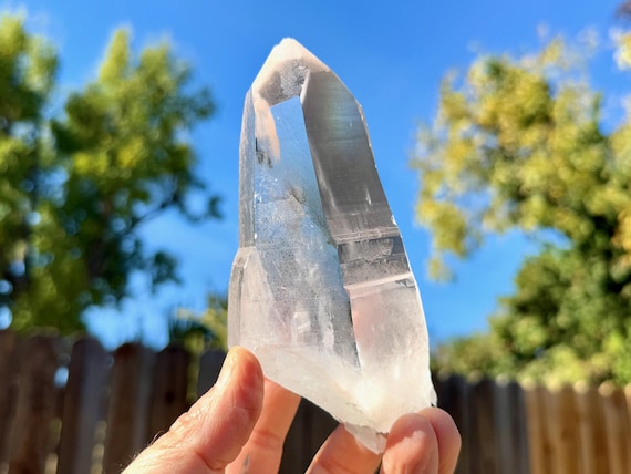 Pink Lemurian Quartz, Dow Formation with Self-Healed Inclusion, 554g, Water Clear Crystal, Bahia, Brazil W725