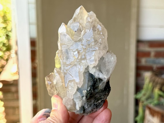 Cathedral Quartz with Green Tourmaline, 502g, Akashic Record & Heart Chakra, Coronel Murta, Minas Gerais, Brazil V551