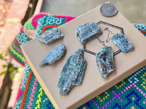 Ocean Kyanite Lot, 6 pcs, Blue-Green Kyanite, Heart & Throat Chakra Connection, Tanzania A780