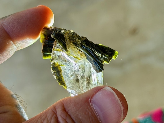 Green Epidote Quartz, Water Clear, 23g, New Find, Spiritual Growth, Interdimensional Contact, Minas Gerais, Brazil A850
