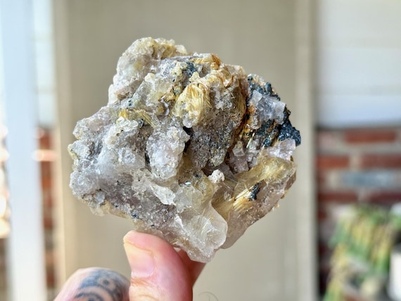 Golden Rutile Quartz Cluster, Self Standing, 229g, New Find, Conductor Amplifier Crystal, Novo Horizonte, Bahia, Brazil W102