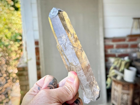 Black Phantom Lemurian Dissolution Quartz with Hydrothermal Etchings, 247g, New Find, Transformation and Evolution, Brazil W398