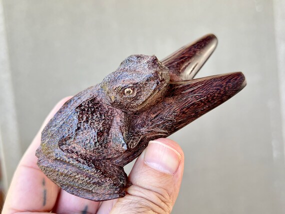 Kuripe, Sonoran Desert Toad Kuripe, Hand Carved from Solid Tamarind Wood, Traditional Shamanic Applicator Pipe